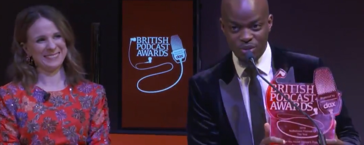 Image of George Mpanga at the British Podcast Awards