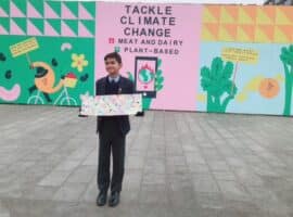 Speaking truth to power: pupil’s climate change plea displayed on London mural as world leaders meet for COP28